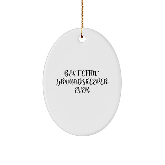Funny groundskeeper Gifts from Friends and Family for groundskeeper Christmas Unique Decorations Oval Ornament - Image 1