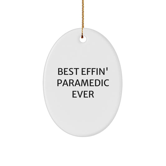 Funny Rescue Worker Gifts for Men, Oval Ornament, Best Effin' Rescue Worker Ever - Christmas Unique Presents for Rescue Workers from Friends and Family - Image 1