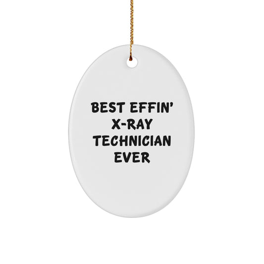 Funny X-Ray Technician Oval Ornament Gifts from Friends and Family for X-Ray Technician Men and Women - Best Effin' X-ray Technician Ever - Image 1