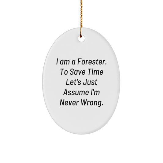 Funny Forester Gifts for Men, Forester Oval Ornament from Friends, Christmas Unique Gifts for Forester, Oval Ornament Decorations - Image 1