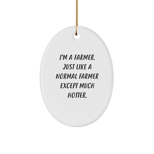 Christmas Gift Oval Ornament for Her Present – I'm A Farmer – Warm & - Image 1