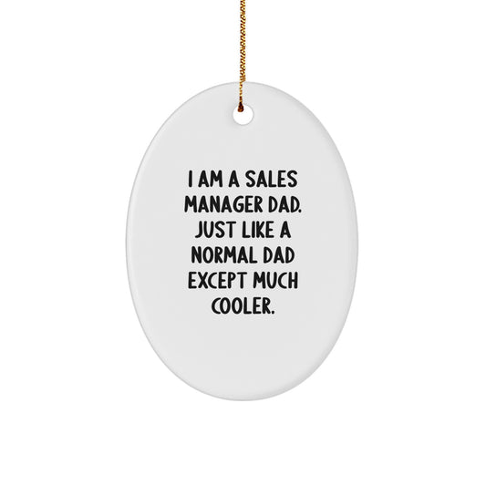 Christmas Unique Gifts for Sales Manager Dad, Funny Oval Ornament, White, MDF Material, Easy to Hang, Perfect for Family, Friends, Coworkers, Men, or Women - Image 1