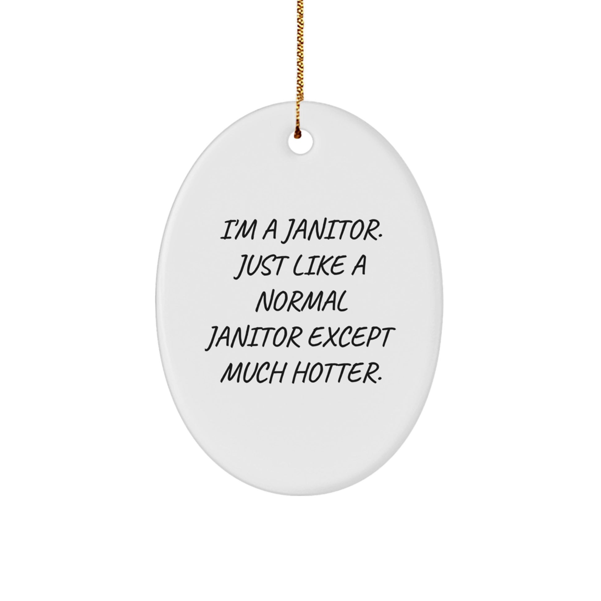 Funny Janitor Gifts from Men to Friends - Oval Ornament I'm A Janitor Just Like A Normal Janitor Except Much Hotter Christmas Decor - Image 1