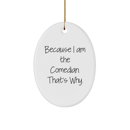 Funny Comedian Christmas Unique Gifts for Men Women Friends from Family Oval Ornament Decorations, Oval Ornament, I Am The Comedian That's Why, Unique Christmas Unique Gifts - Image 1