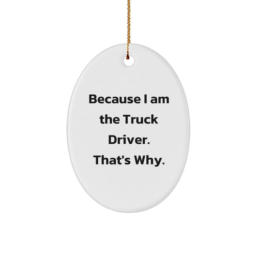 Funny Truck Driver Gifts for Him - Oval Ornament Because I Am The Truck Driver That's Why - Image 1
