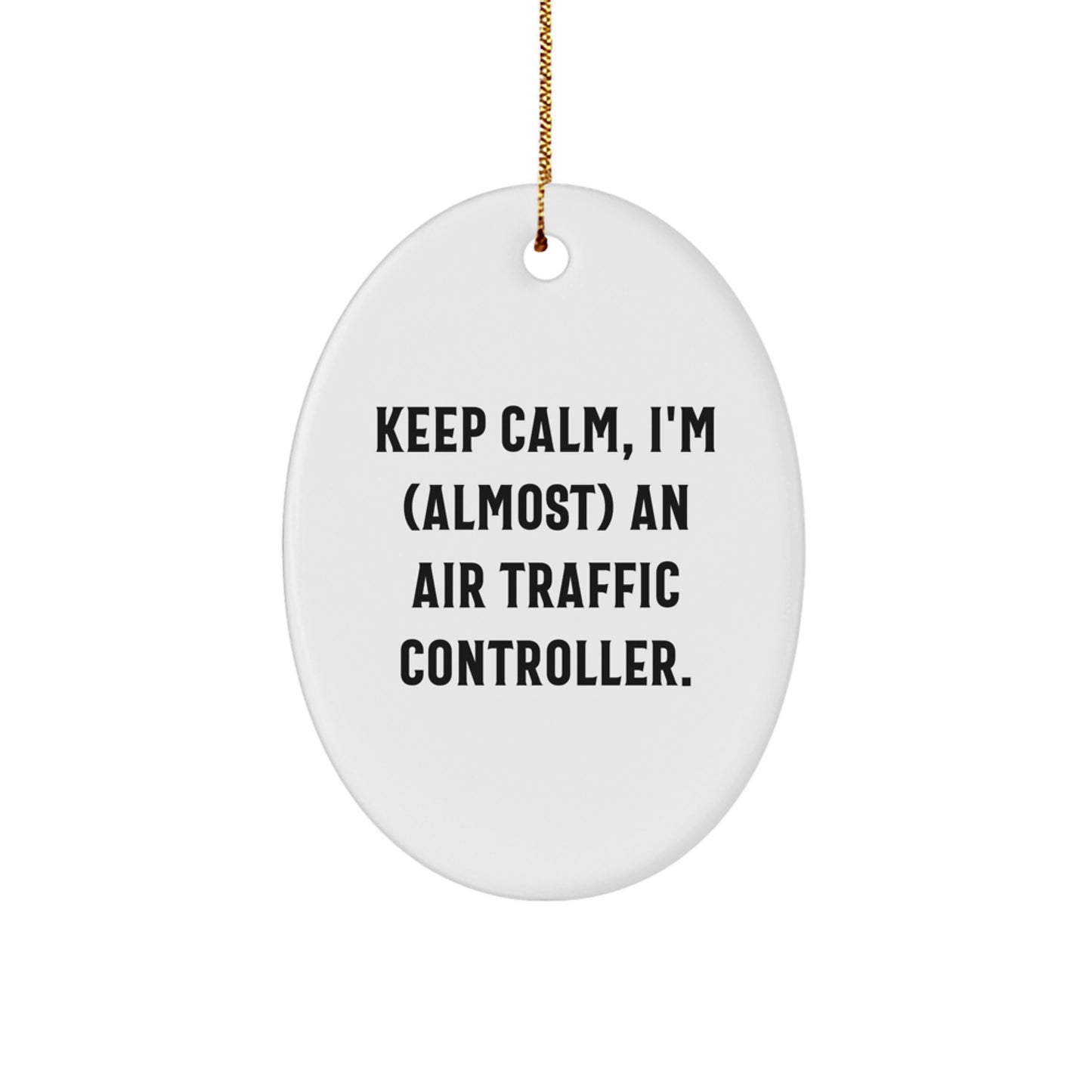 Funny Air Traffic Controller Oval Ornament, Gifts from Family for Air Traffic Controller, Unique Christmas Decorations for Home Office. - Image 1