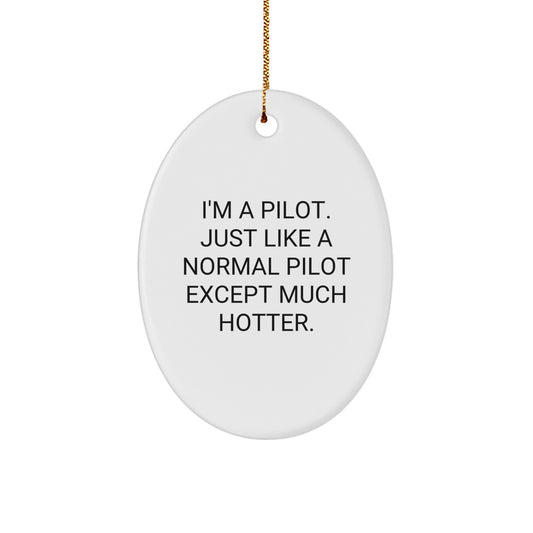 Pilot Gifts from Friends - Oval Ornament, Funny Pilot Quote, Christmas Unique Gifts for Pilot Lovers, Men, Women, Family - Image 1