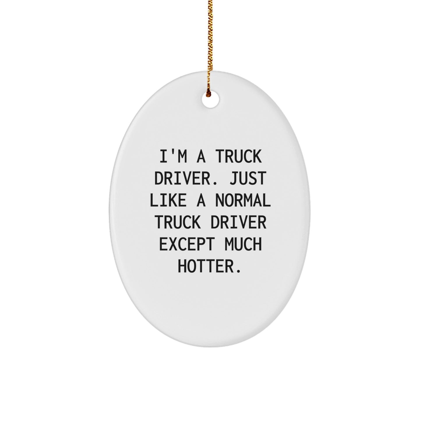 Funny Truck Driver Oval Ornament Gifts for Men from Family, Unique Christmas Unique Gifts, Hotter Than Normal Truck Driver - Image 1