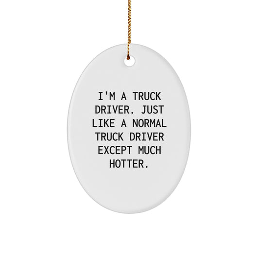 Funny Truck Driver Oval Ornament Gifts for Men from Family, Unique Christmas Unique Gifts, Hotter Than Normal Truck Driver - Image 1