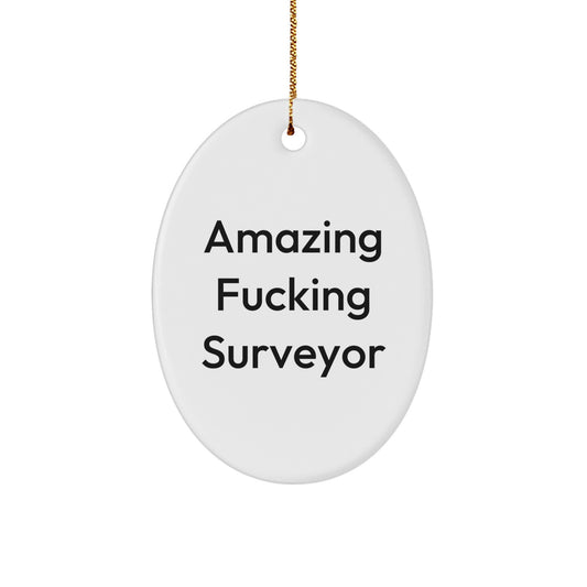 Funny Surveyor Gifts from Friends for Surveyor Men Oval Ornament, Amazing F--king Surveyor Christmas Unique Gifts, Surveyor Enthusiast Oval Decor - Image 1