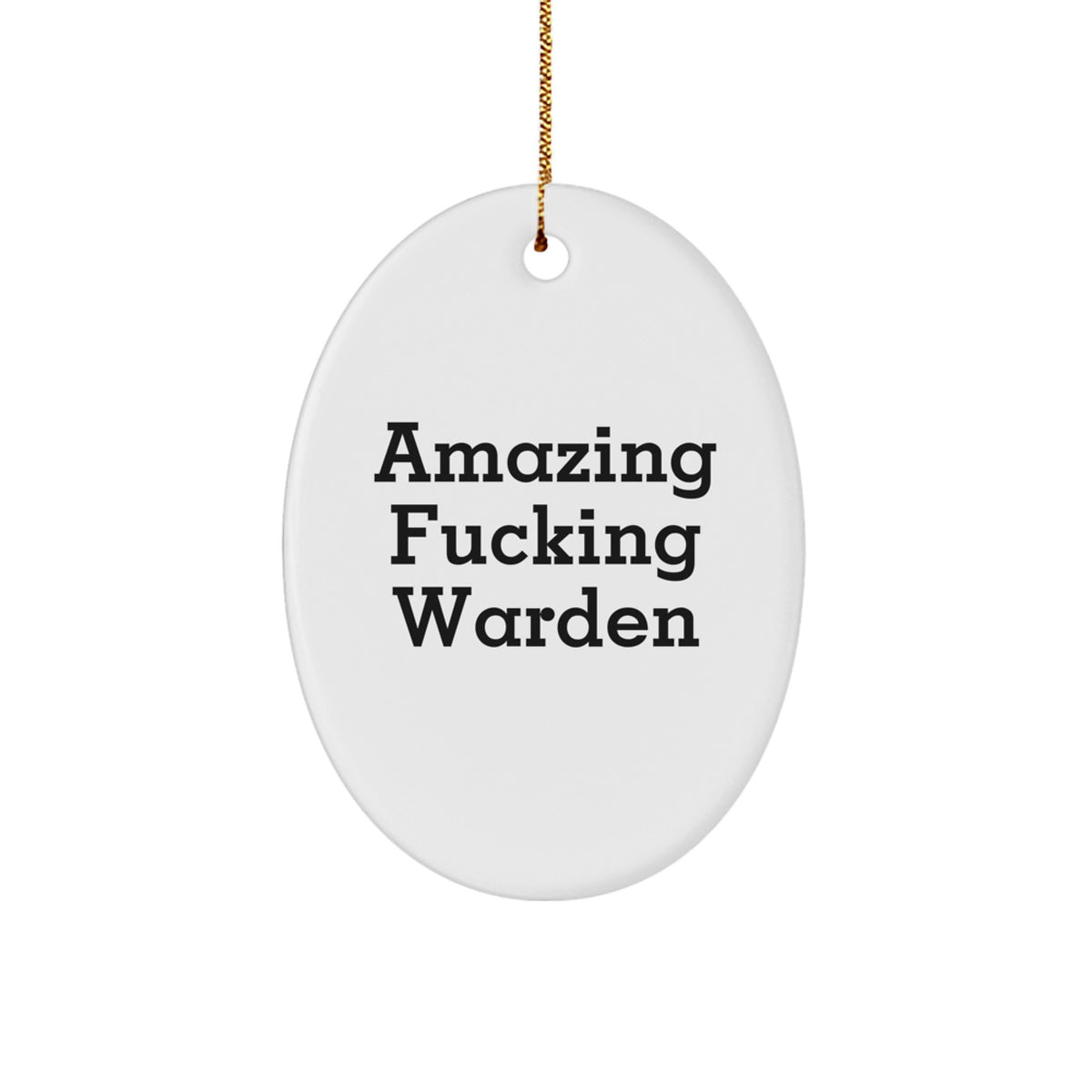 Funny Warden Oval Ornament Gifts for Him from Friends - Christmas Unique Warden Decorations with Amazing F--king Warden Quote - Image 1