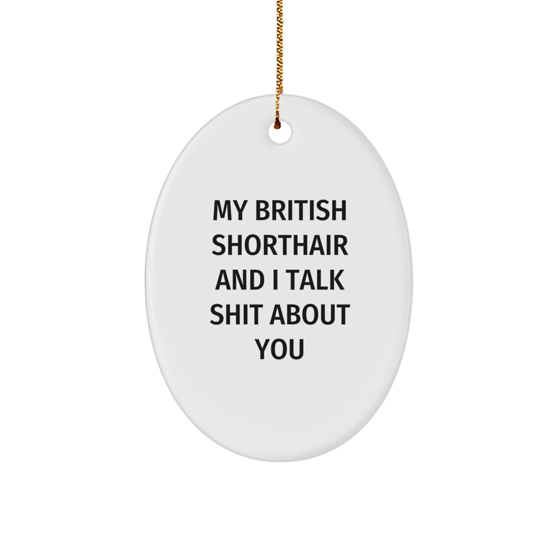 Funny British Shorthair Cat Oval Ornament, Christmas Unique Gifts for British Shorthair Cat Lovers, 'My British Shorthair And I Talk Shit About You' Quote, Gifts from Friends and Family - Image 1