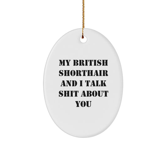 Funny British Shorthair Cat Gifts for Christmas Unique Oval Shaped Ornaments from Friends, British Shorthair Cat Lovers, and British Shorthair Cat Enthusiasts - Image 1