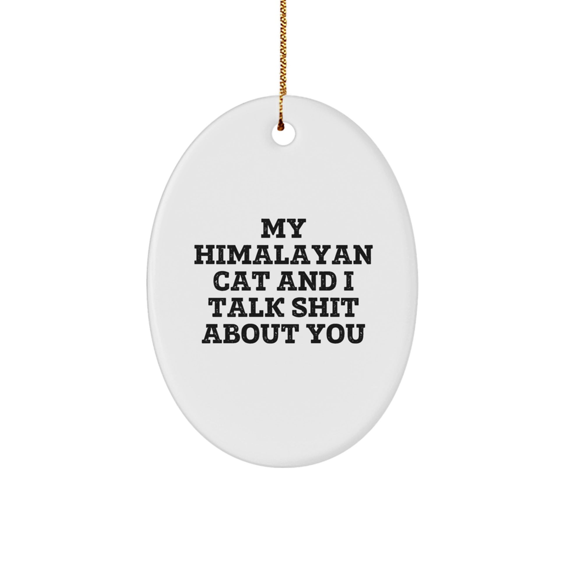 Funny Himalayan Cat Oval Ornament Gifts from Men Women Friends, Christmas Unique Gifts for Himalayan Cat Owners, 'My Himalayan Cat And I Talk Shit About You' Lover - Image 1