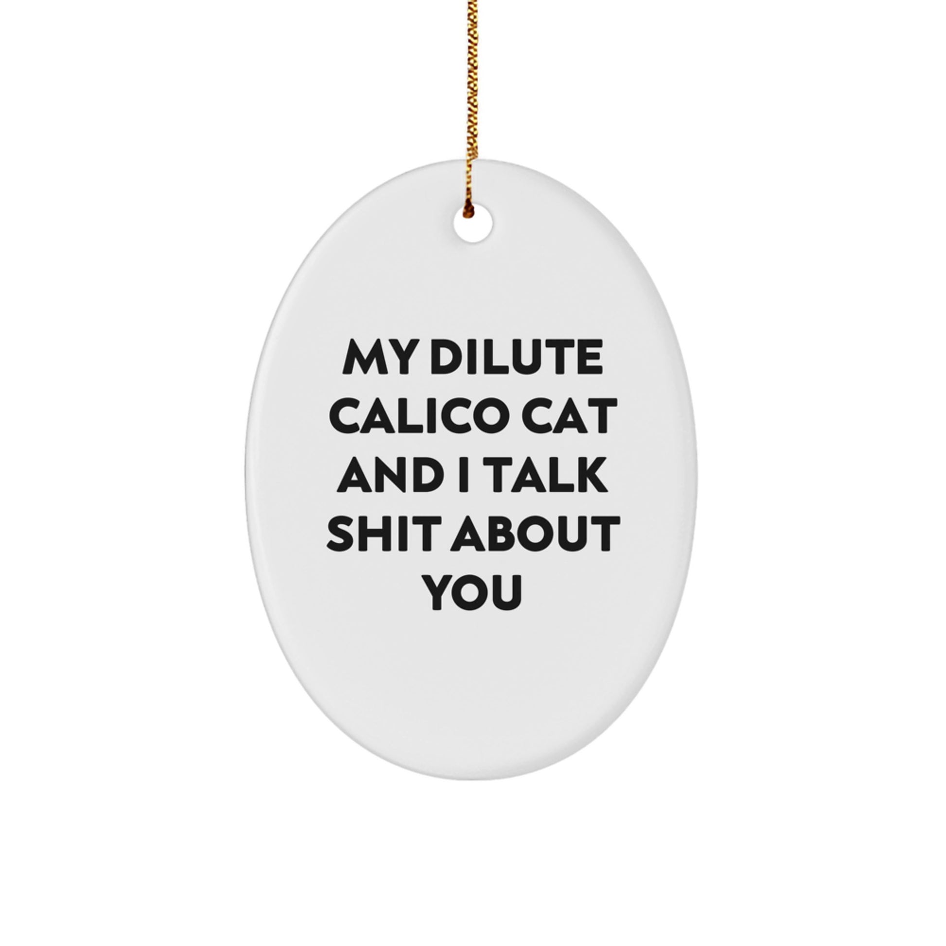 Oval Christmas Ornament Dilute Calico Cat for a Best Friend Xmas Gift - Image 1