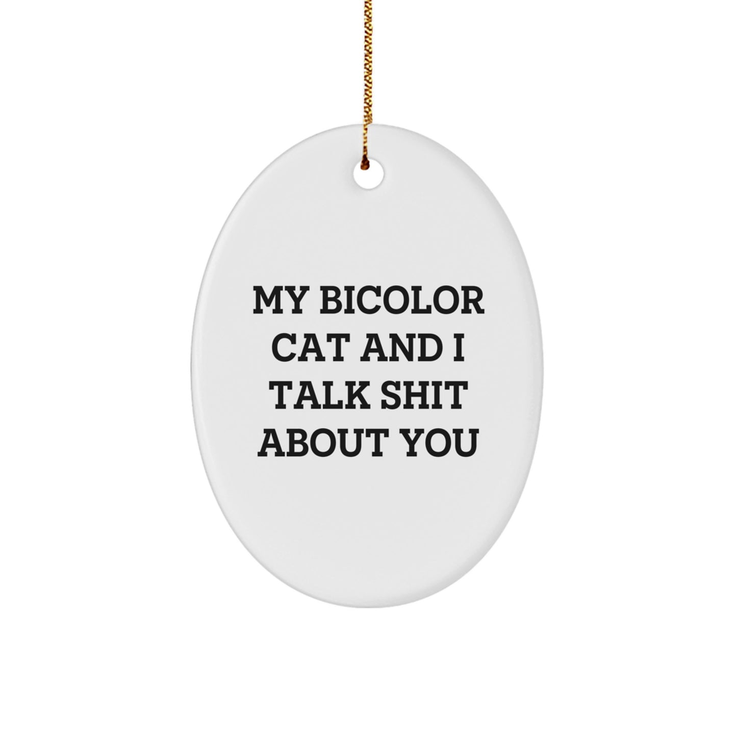 Bicolor Cat Oval Ornament Funny Quote Gift for Cat Lovers Christmas Unique Gifts from Friends - Image 1