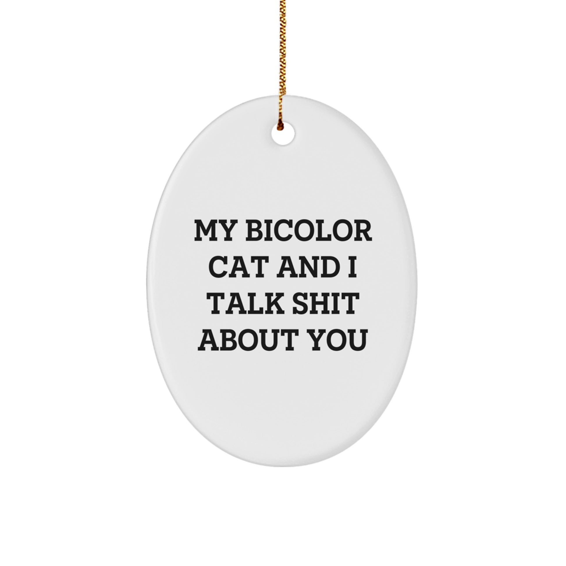 Bicolor Cat Oval Ornament Funny Quote Gift for Cat Lovers Christmas Unique Gifts from Friends - Image 1