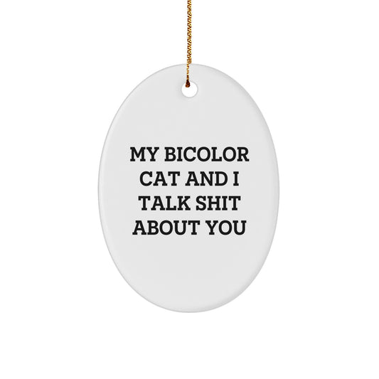 Bicolor Cat Oval Ornament Funny Quote Gift for Cat Lovers Christmas Unique Gifts from Friends - Image 1