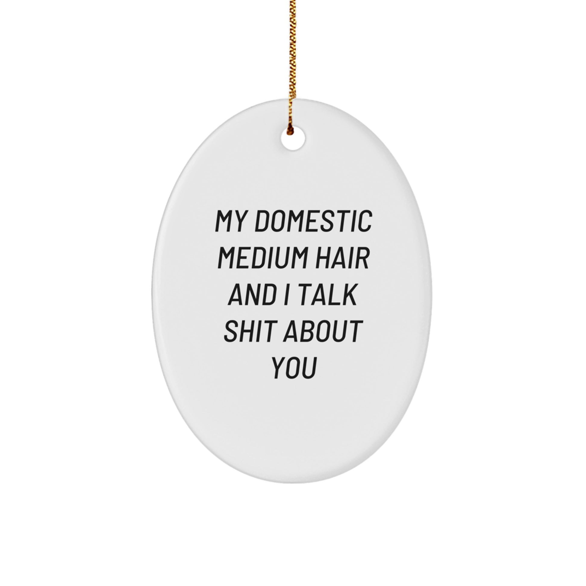 Funny Gifts for Domestic Medium Hair, Oval Ornament, Christmas Ornaments from Friends, Christmas Unique Gifts for Domestic Medium Hair - Image 1