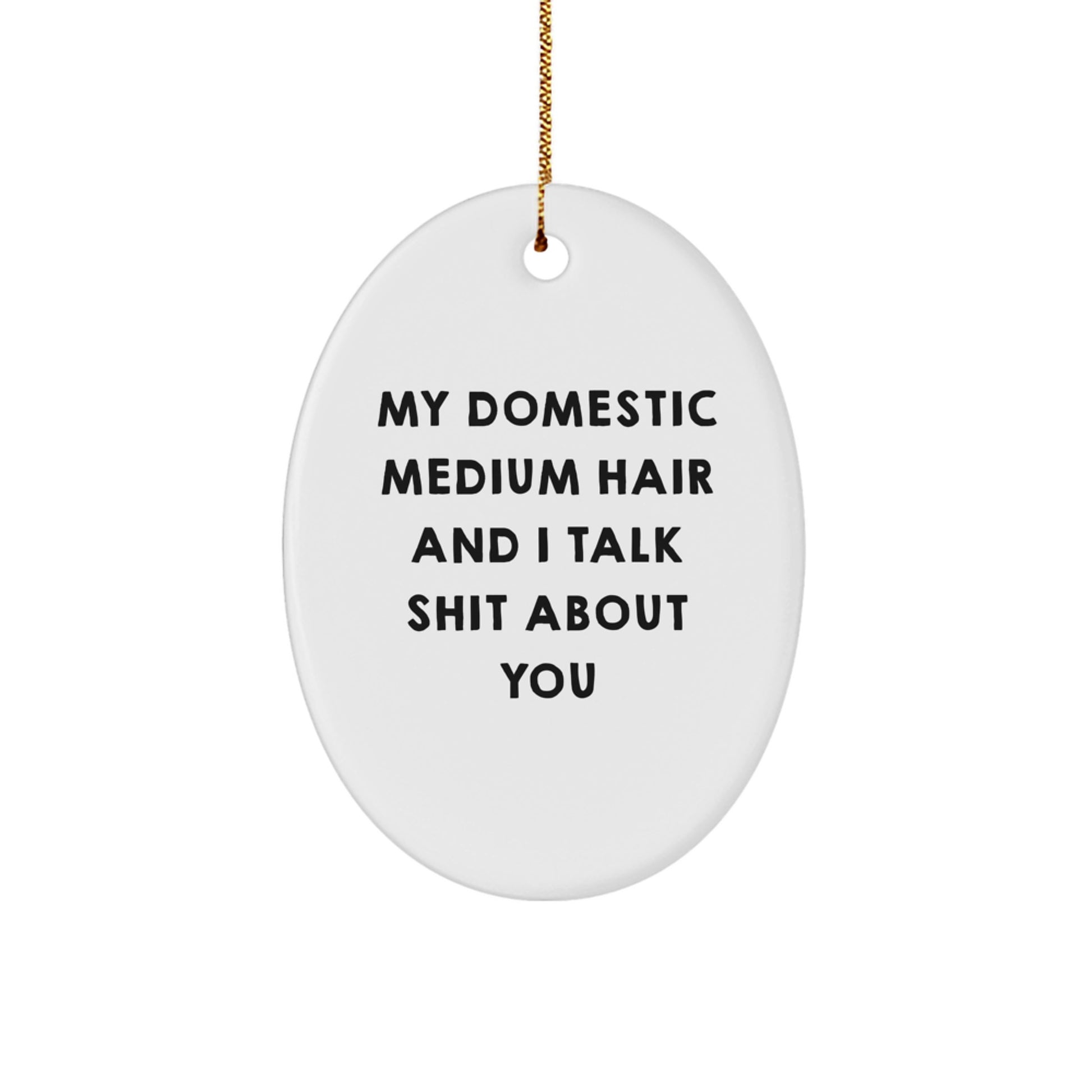 Funny Domestic Medium Hair Oval Ornament Gifts from Men to Friends for Christmas Unique - Image 1
