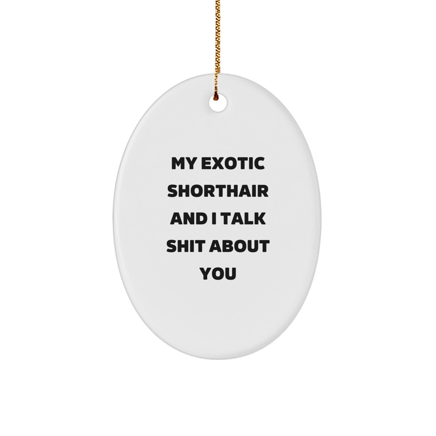 Funny Exotic Shorthair Cat Oval Ornament Gifts for Exotic Shorthair Cat Lovers from Friends, 'My Exotic Shorthair And I Talk Shit About You' Christmas Unique Gifts - Image 1