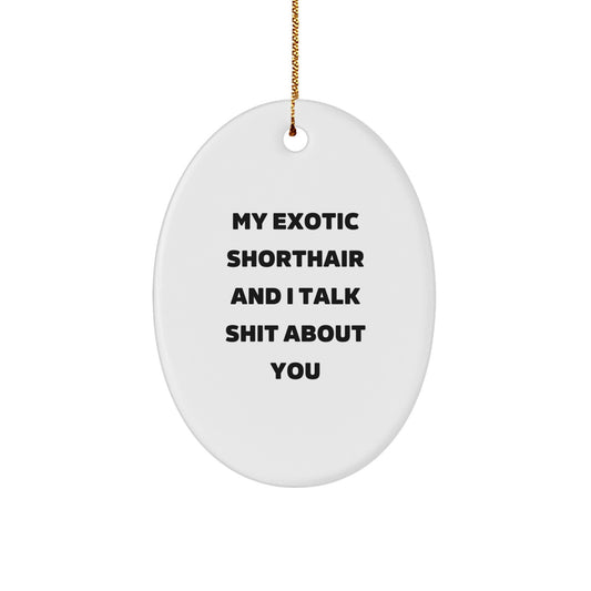 Funny Exotic Shorthair Cat Oval Ornament Gifts for Exotic Shorthair Cat Lovers from Friends, 'My Exotic Shorthair And I Talk Shit About You' Christmas Unique Gifts - Image 1