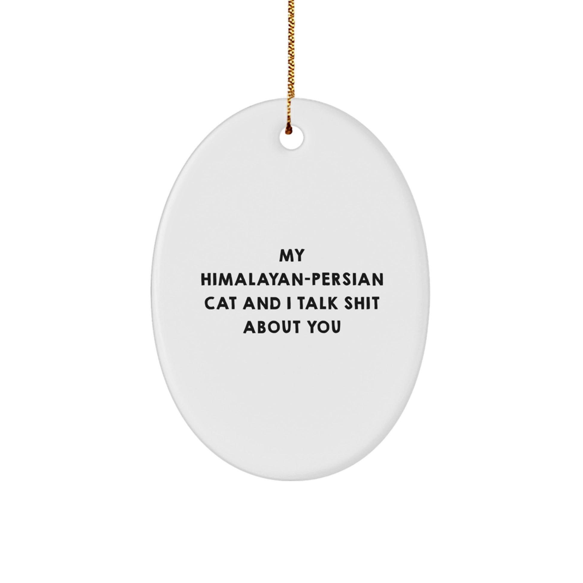 Funny Cat Gifts for Himalayan-Persian Cat Lovers, Oval Ornament, My Himalayan-Persian Cat And I Talk Shit - Christmas Unique Presents from Friends to Family - Image 1