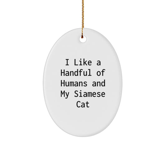 Siamese Cat Oval Ornament Funny Quote Gifts for Siamese Cat Lovers from Friends and Family at Christmas - Image 1