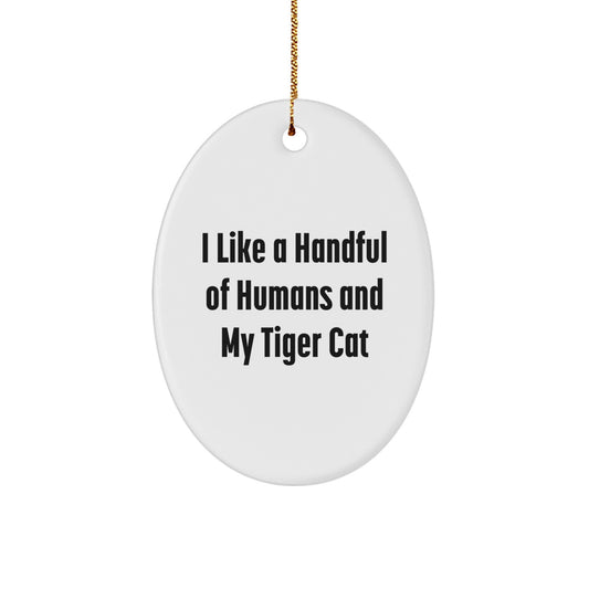 Funny Tiger Cat Oval Ornament Gifts from Men for Tiger Cat Lovers Christmas Unique - Image 1