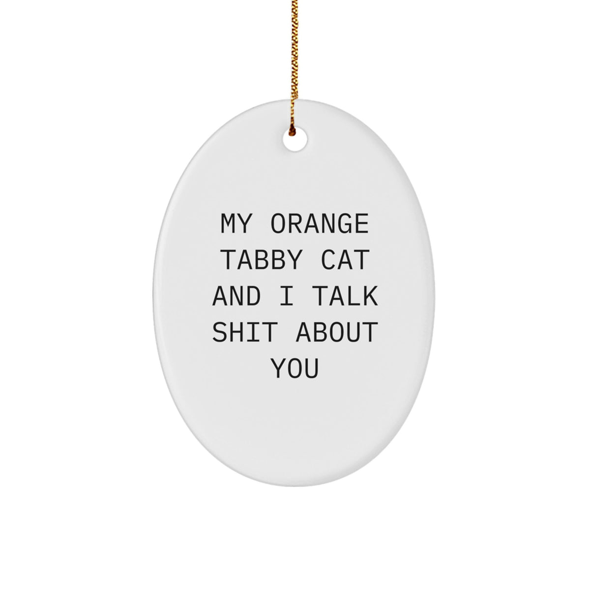 Sassy Orange Tabby Cat Oval Ornament for Friends Christmas Gift - Image 1