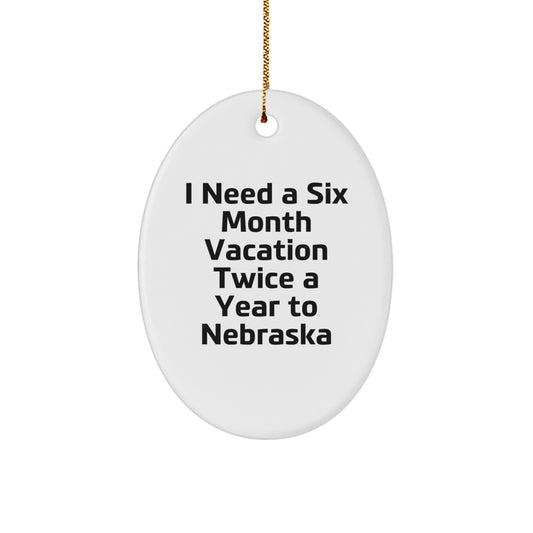 Funny Nebraska Oval Ornament Gifts from Friends to Family, Christmas Unique Gifts, Oval Ornament for Men, Women, Coworkers, Family - Image 1