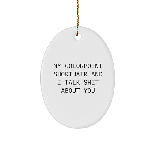 Christmas Ornament Gift for Her Present Colorpoint Shorthair Cat Oval - Image 1