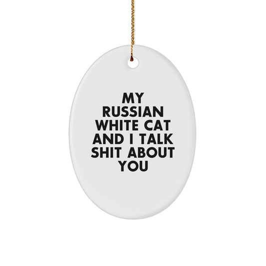 Russian White Cat Keepsake Surprise Christmas Ornament for Him Gift - Image 1