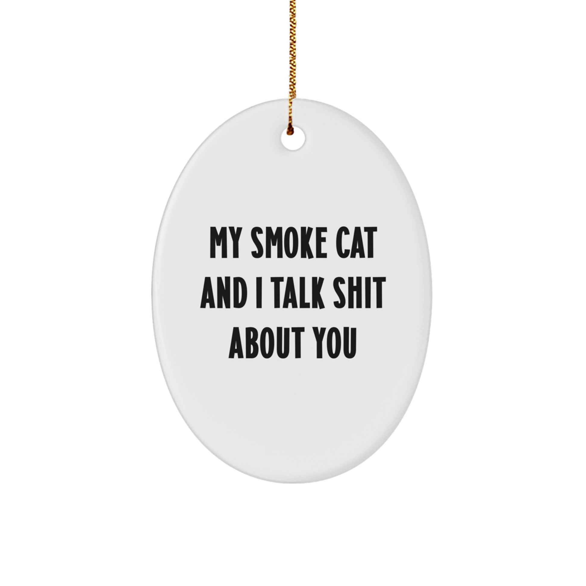 Funny Smoke Cat Oval Ornament Gifts from Men to Women Friends and Family for Christmas Unique Presents - Image 1