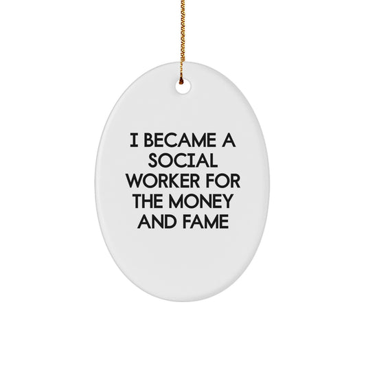 Funny Social Worker Gifts for Christmas - Oval Ornament for Coworkers, Friends, Family, or Men and Women - Image 1