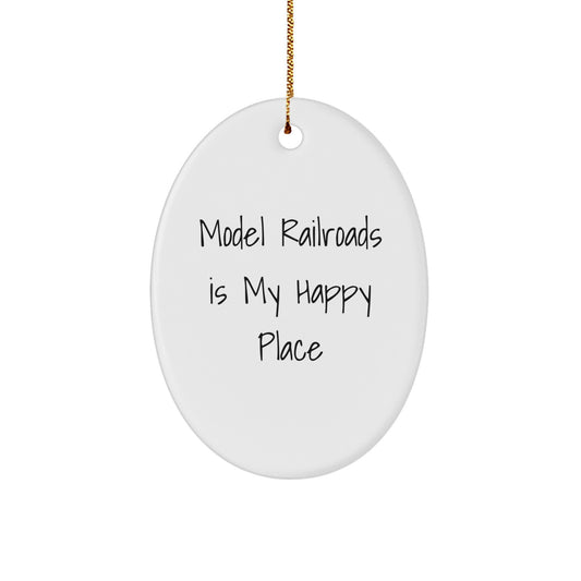 Christmas Gift for Her Model Railroads Oval Ornament Present - Image 1