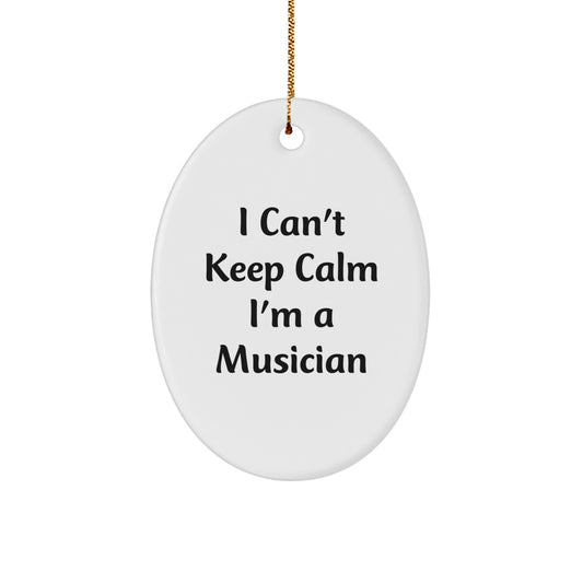 Funny Musician Oval Ornaments I Can't Keep Calm I'm A Musician Gifts for Musician Friends - Image 1
