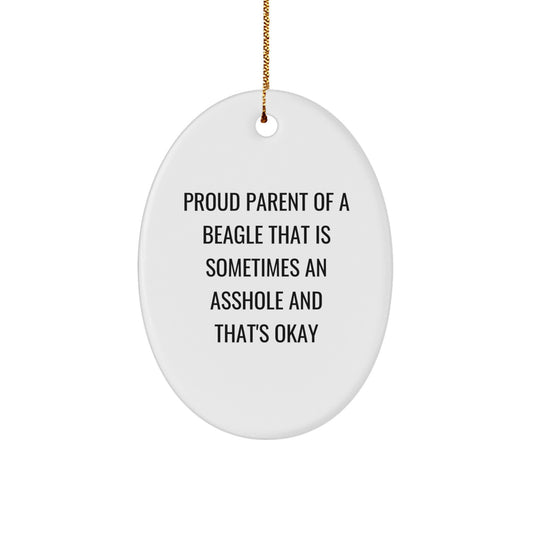 Beagle Dog Oval Ornament for Family Surprise Holiday Christmas Gift - Image 1