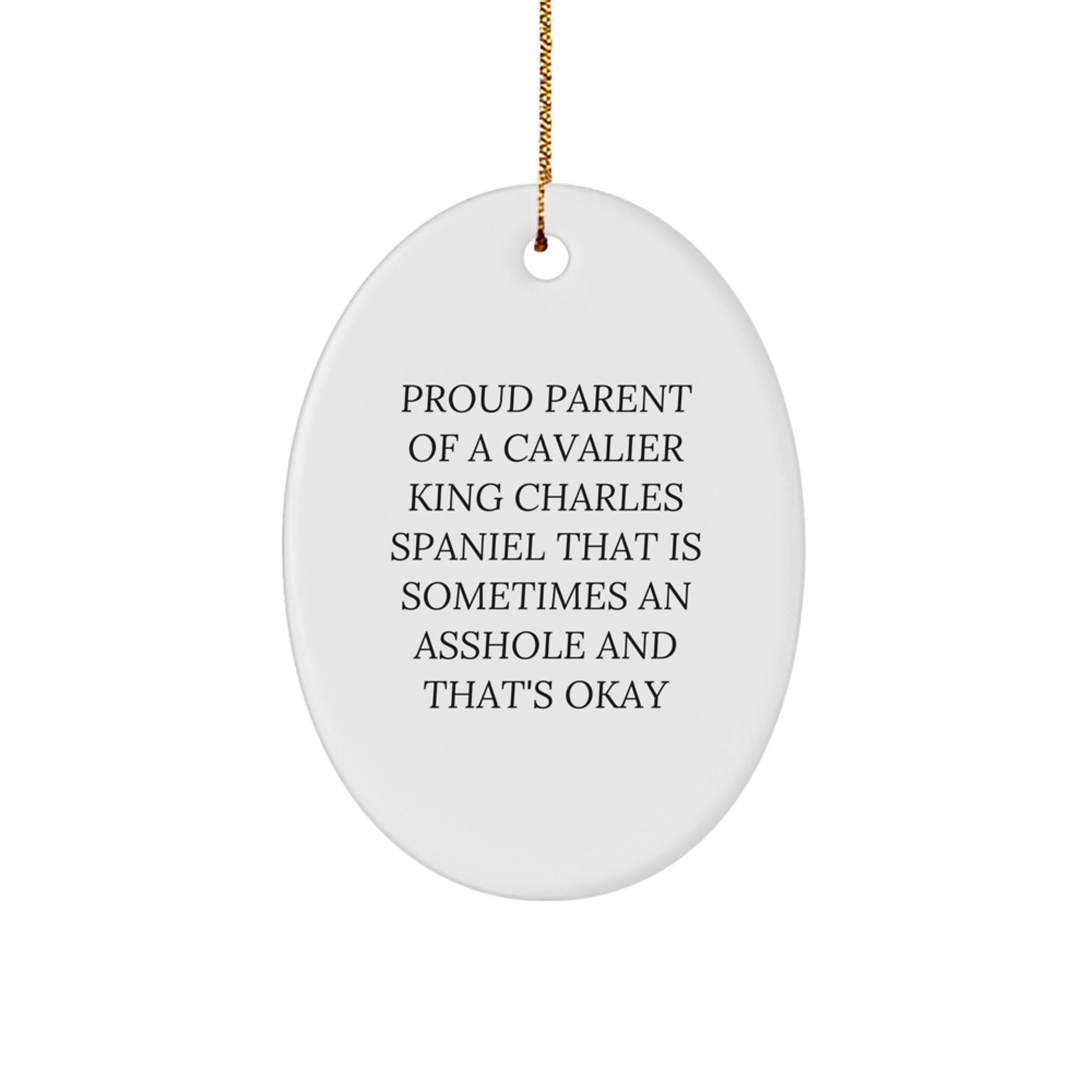 Funny Cavalier King Charles Spaniel Dog Mom Dad Gifts from Family Friends for Christmas Unique Oval Ornament - Image 1