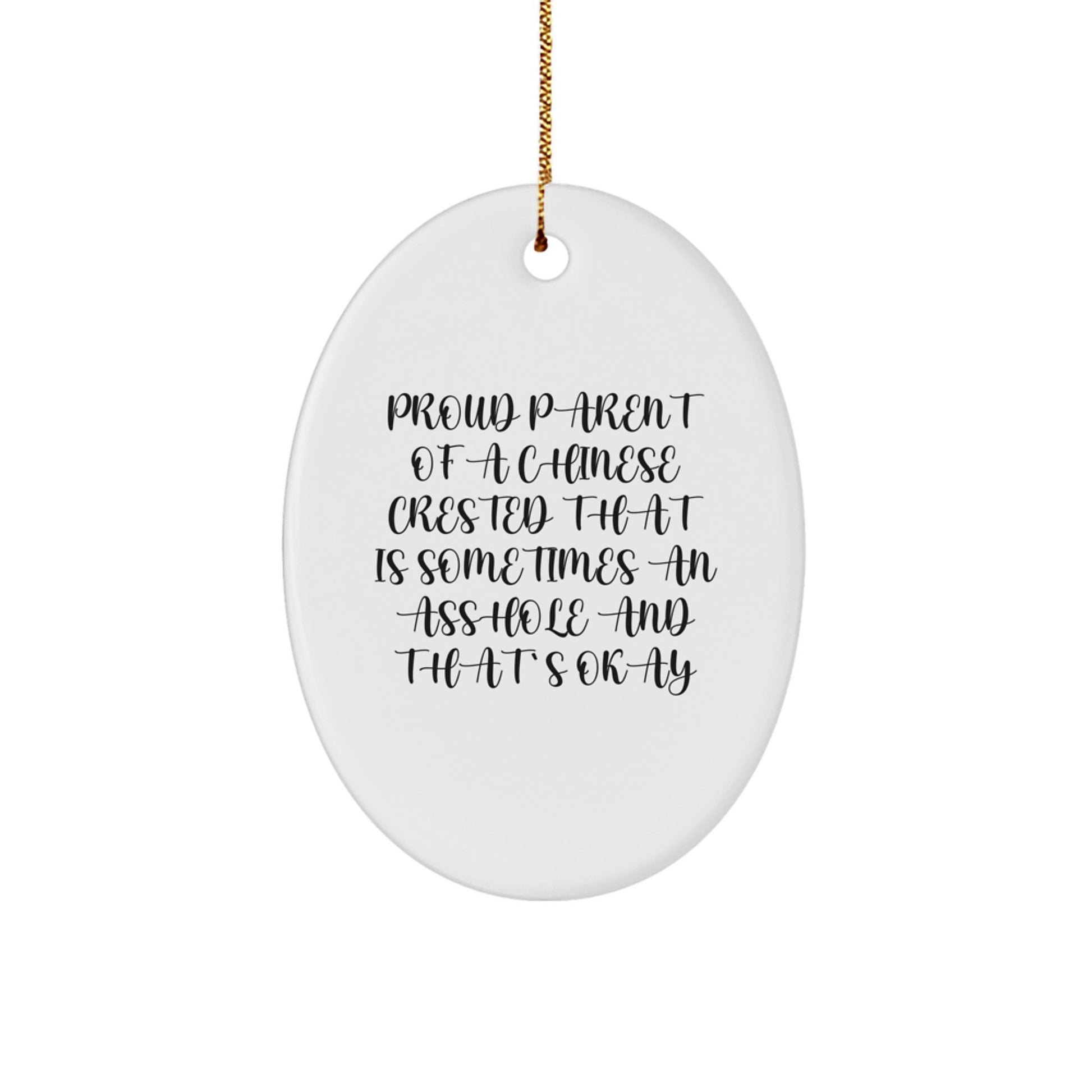 Funny Chinese Crested Dog Mom Oval Ornament Gift for Her from Daughter on Christmas Unique - Image 1