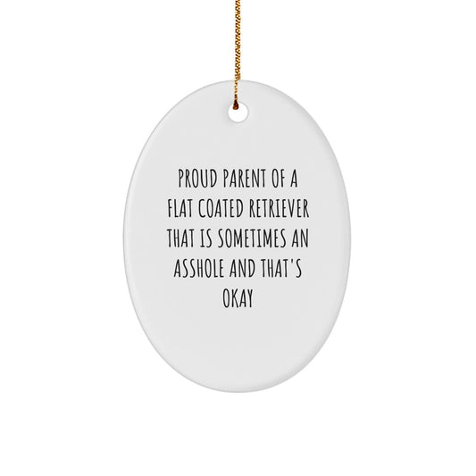Flat Coated Retriever Dog Christmas Unique Gift Ideas Oval Ornament Proud Parent Quote - Image 1