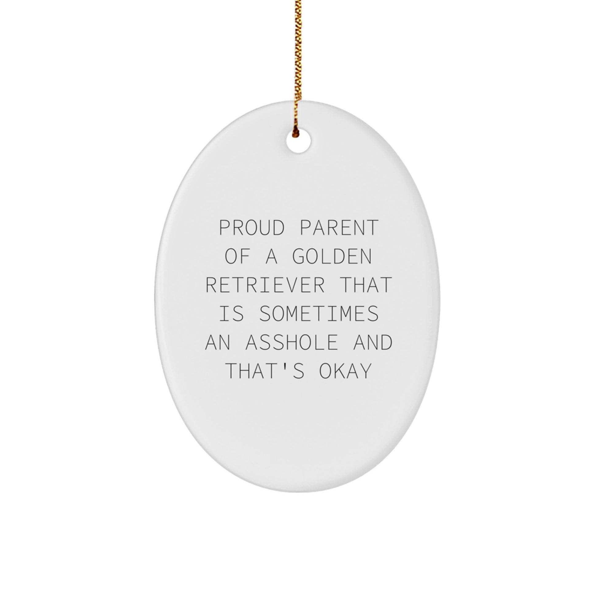 Funny Golden Retriever Dog Lover Gifts for Men - Oval Ornament with Proud Parent Quote, Gifts from Friends and Family for Christmas Unique Gifts - Image 1