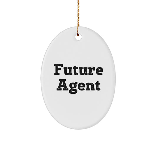 Funny Agent Christmas Unique Gifts from Friends - Future Agent Oval Ornament, Agent Motivational Decor for Agent, Agent Agent Shaped MDF Ornament with Sublimation Print - Image 1