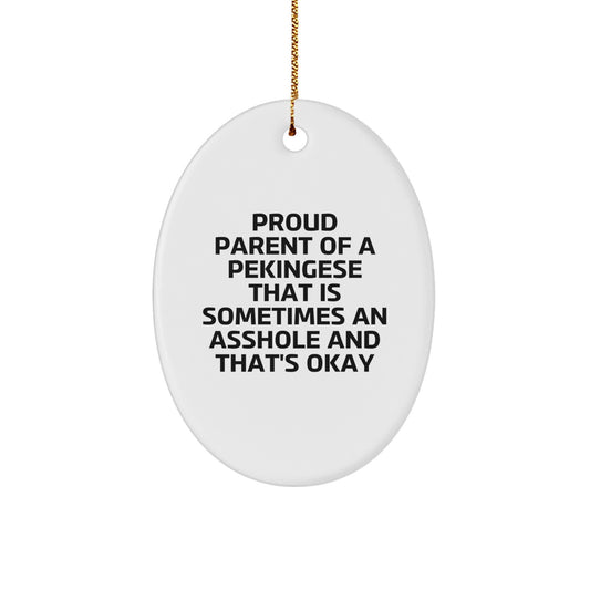 Favorite Christmas Ornament Gift for Kids - Proud Pekingese Parent Quote - Image 1
