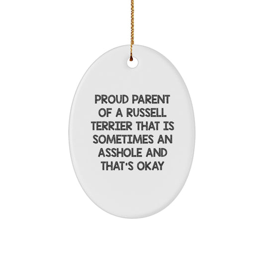 Funny Russell Terrier Dog Oval Ornament Gifts from Friends and Family for Russell Terrier Dog Lovers, Christmas Unique Presents - Image 1