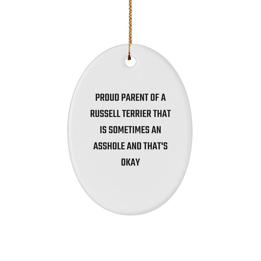 Funny Russell Terrier Dog Oval Ornament Gifts for Russell Terrier Dog Lovers by Proud Parents, Christmas Unique Gifts from Men to Russell Terrier Dog Owners - Image 1