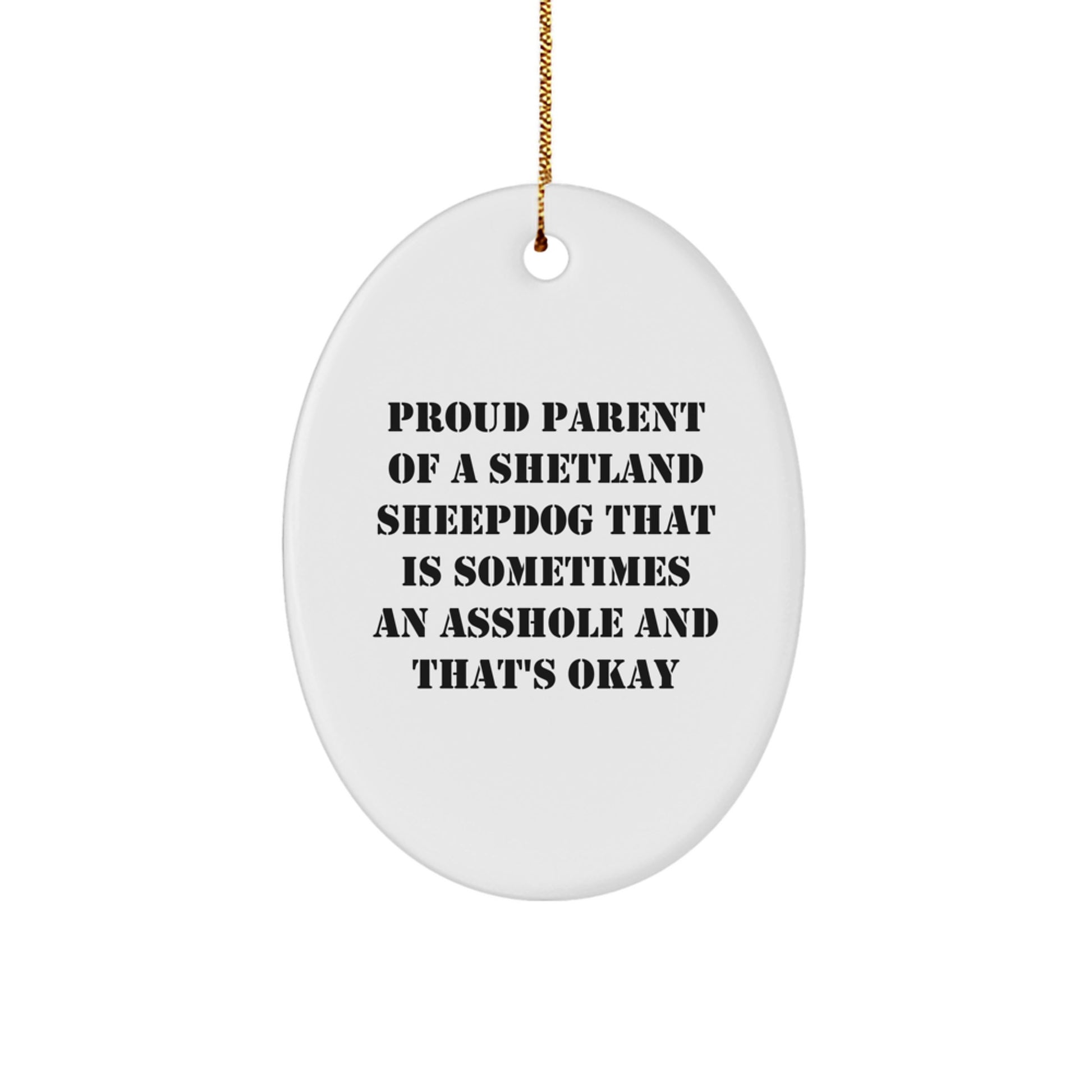 Fun Shetland Sheepdog Oval Ornament Gift from Friends for Mom Dad Family, Proud Parent Shetland Sheepdog Christmas Unique Decorations - Image 1