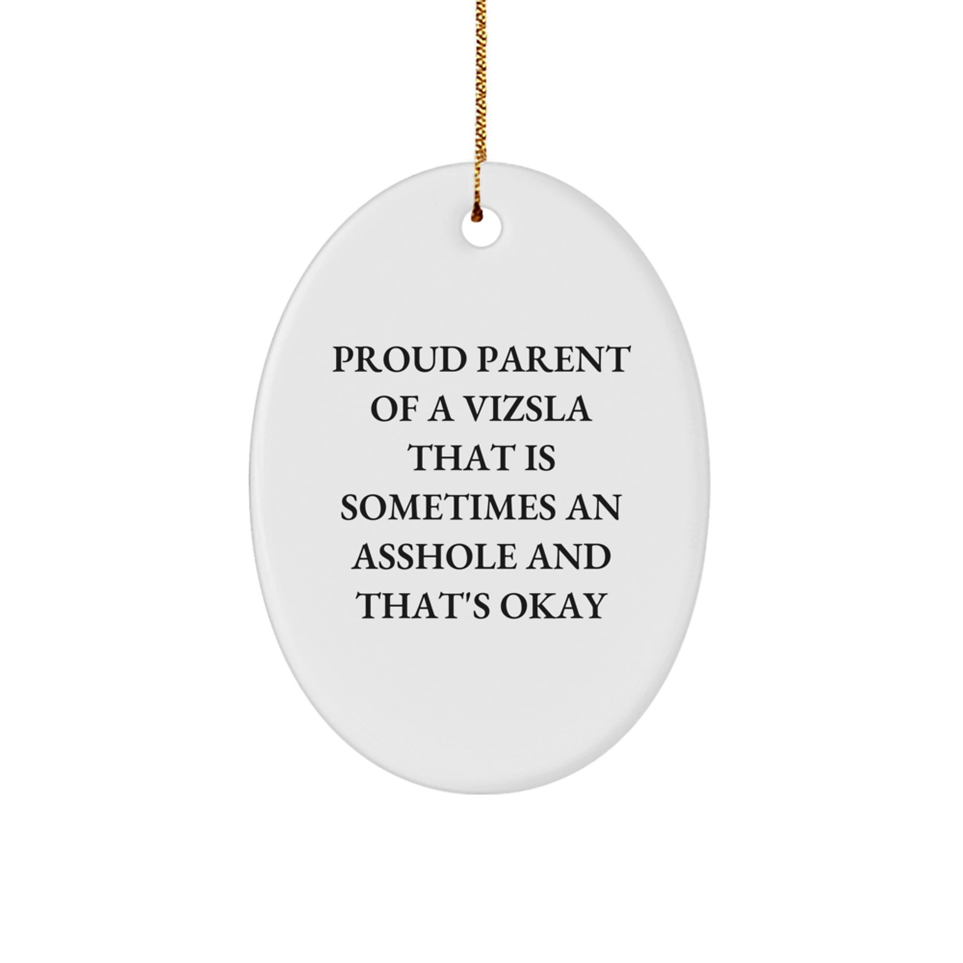 Funny Vizsla Dog Christmas Unique Gifts from Friends and Family - Unique Oval Ornament for Vizsla Dog Lovers - Proud Parent Quote - Image 1