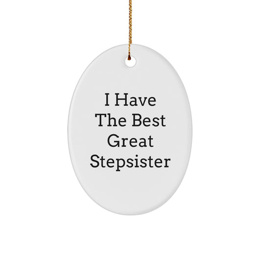 Stepsister Keepsake White Oval Christmas Ornament for Him Gift - Image 1