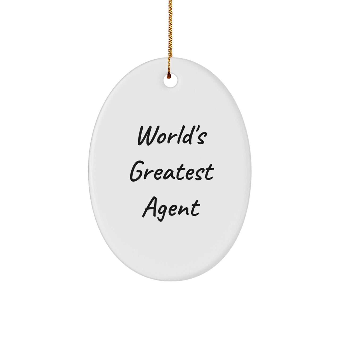 Funny Agent Gifts for Men - World's Greatest Agent Oval Ornament, Unique Christmas Memorable Present for Agents, Agents Gifts from Friends - Image 1
